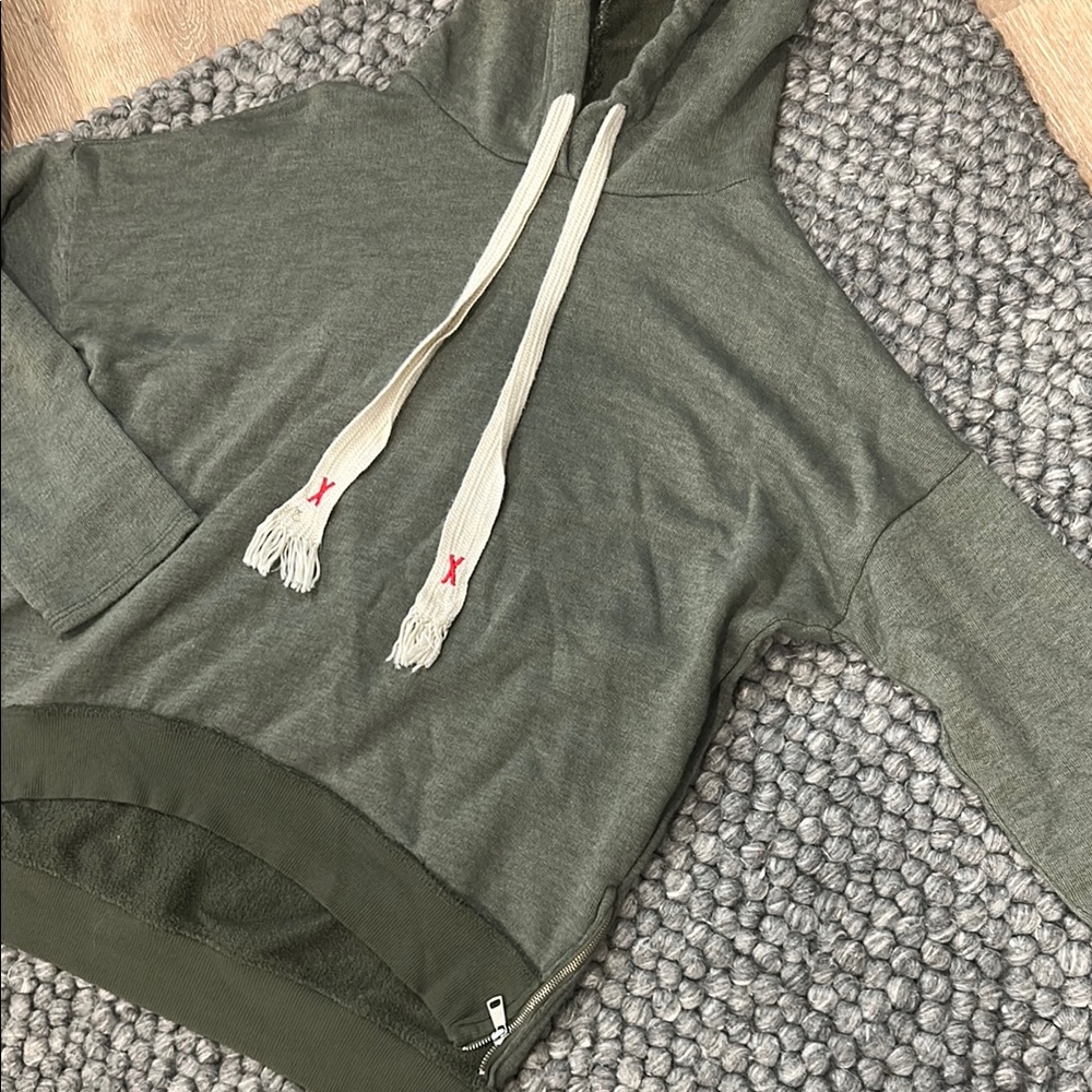 By Coco Green Hooded Sweatshirt with X Drawstrings